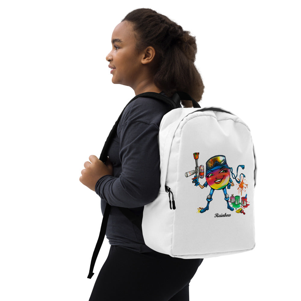 "Rainbow" Water-Resistant White Backpack