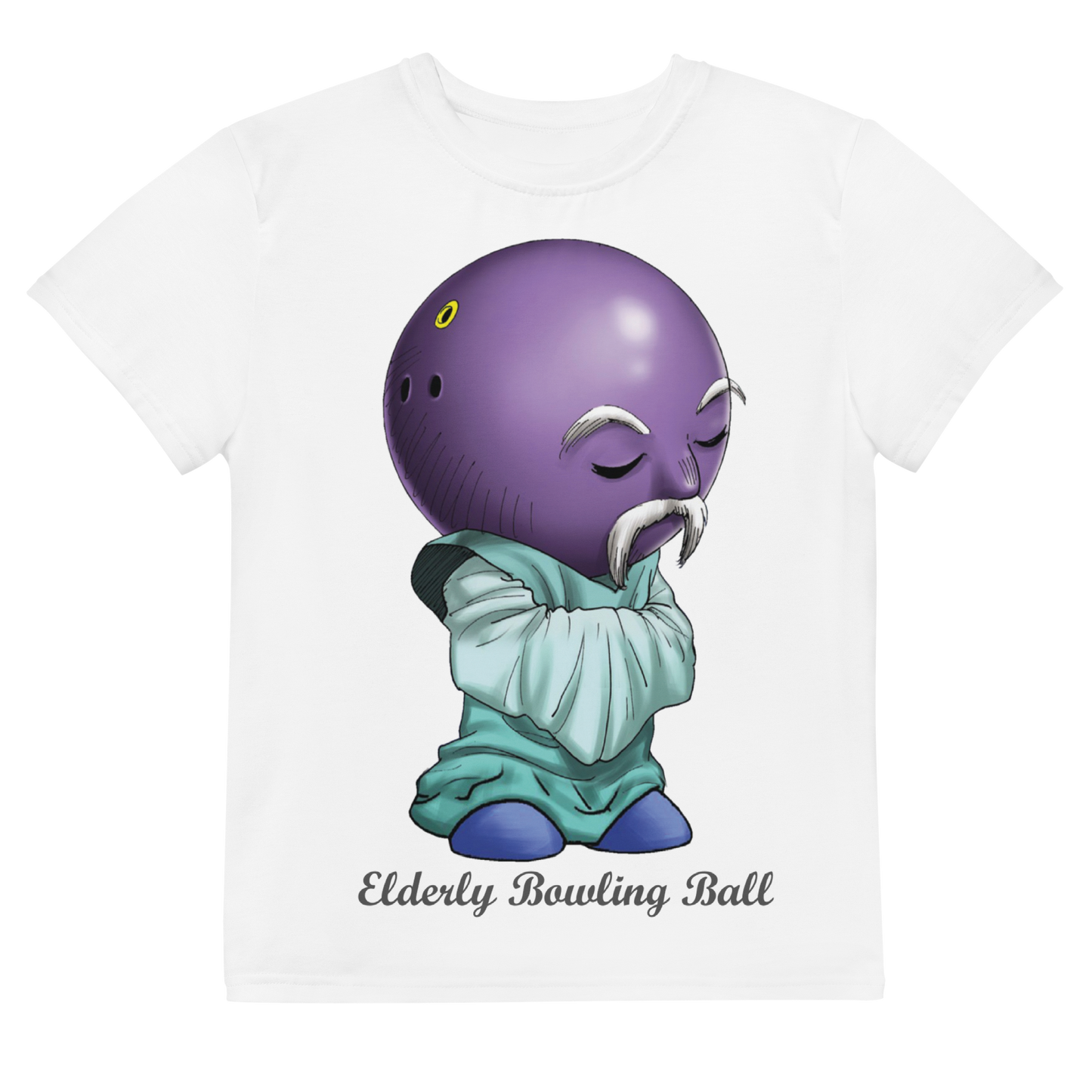 "Elderly Bowling Ball" Crew Neck White Unisex T-Shirt