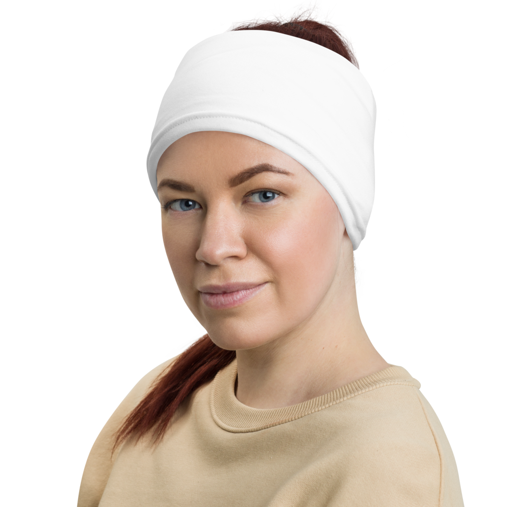 Woman wearing a white headband with Stripe Billiard Ball #14 design