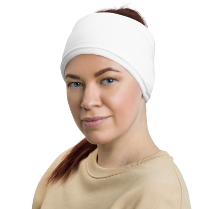 Woman wearing a white headband with Stripe Billiard Ball #14 design