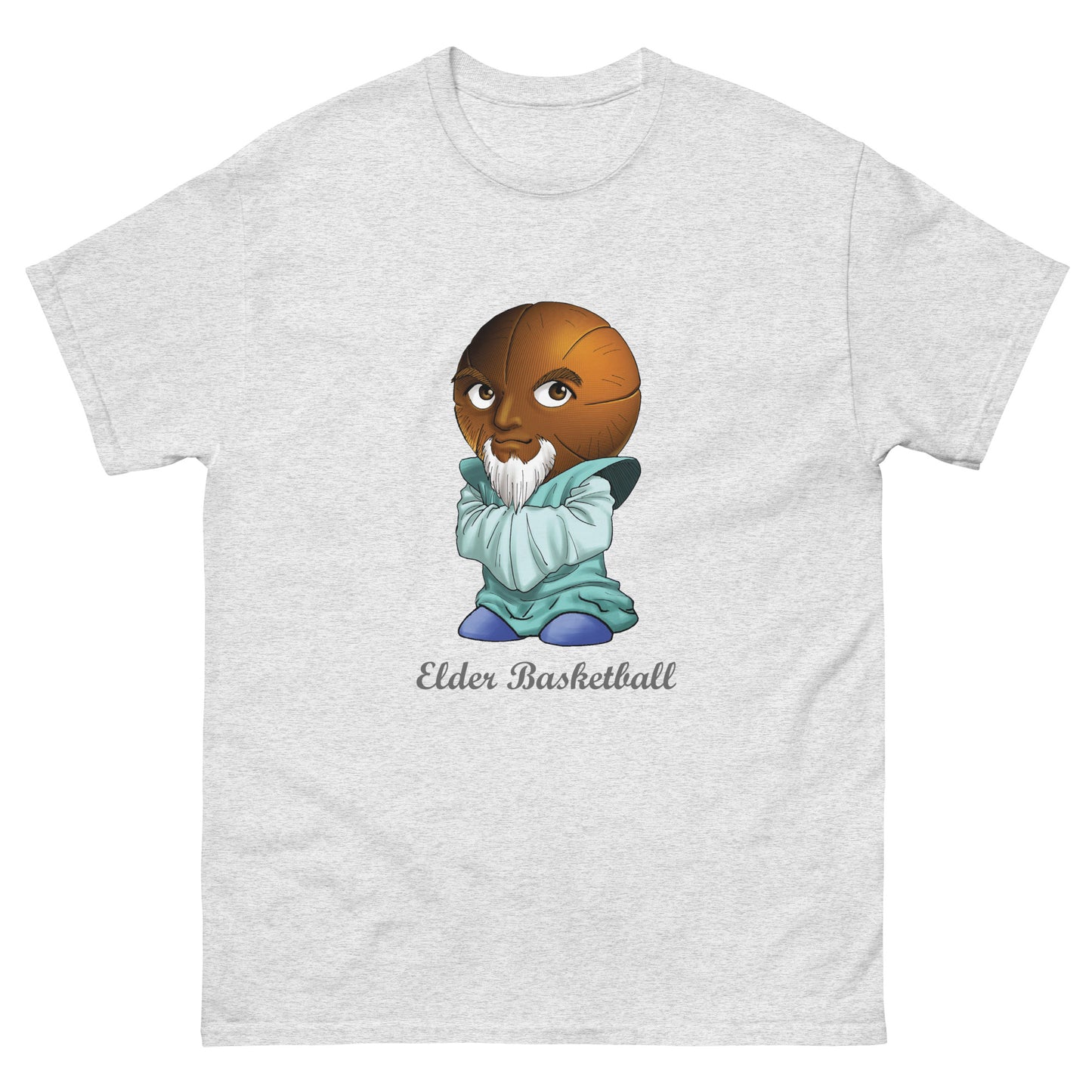 Gray t-shirt with a Elder Basketball Print Men’s Classic Tee – Cotton Athletic Streetwear T-Shirt 