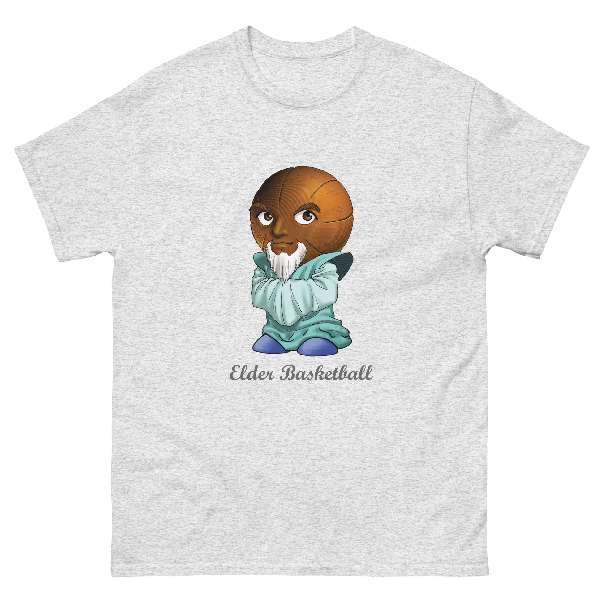 Gray t-shirt with a Elder Basketball Print Men’s Classic Tee – Cotton Athletic Streetwear T-Shirt 