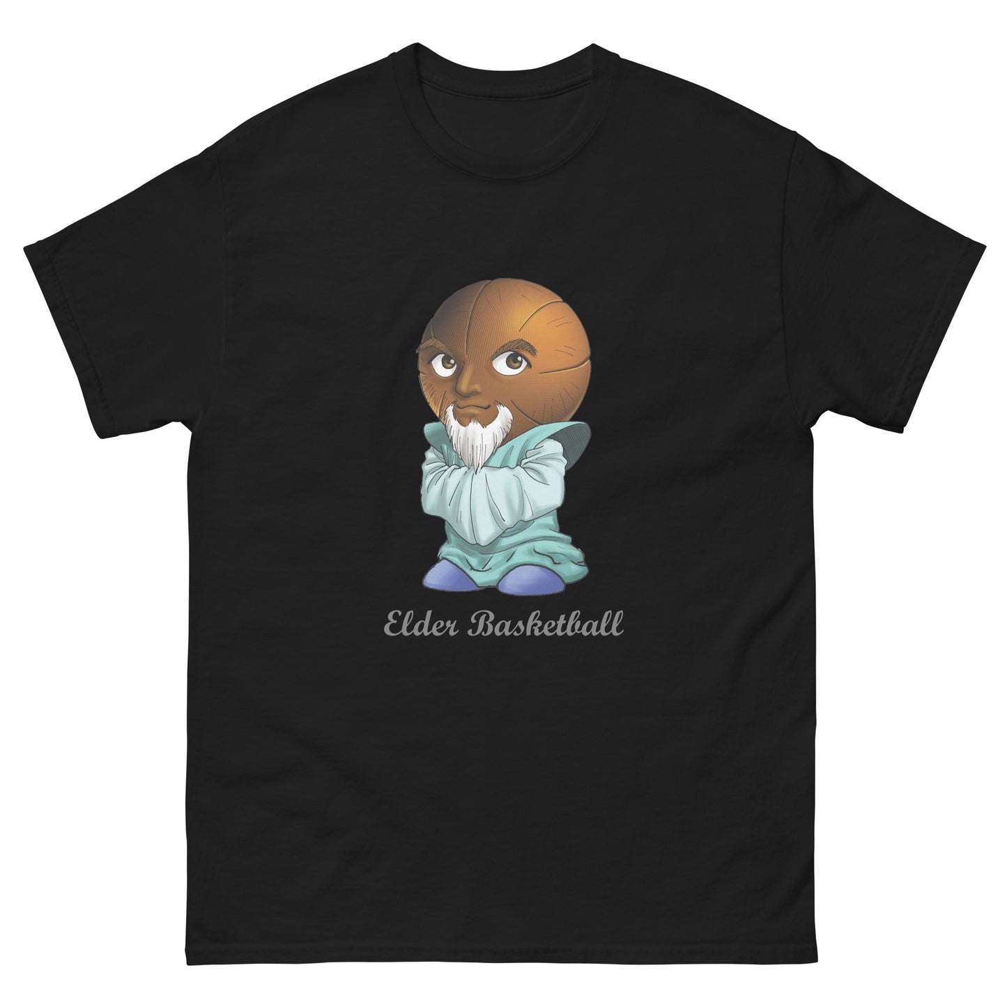 Black t-shirt with a Elder Basketball Print Men’s Classic Tee – Cotton Athletic Streetwear T-Shirt 