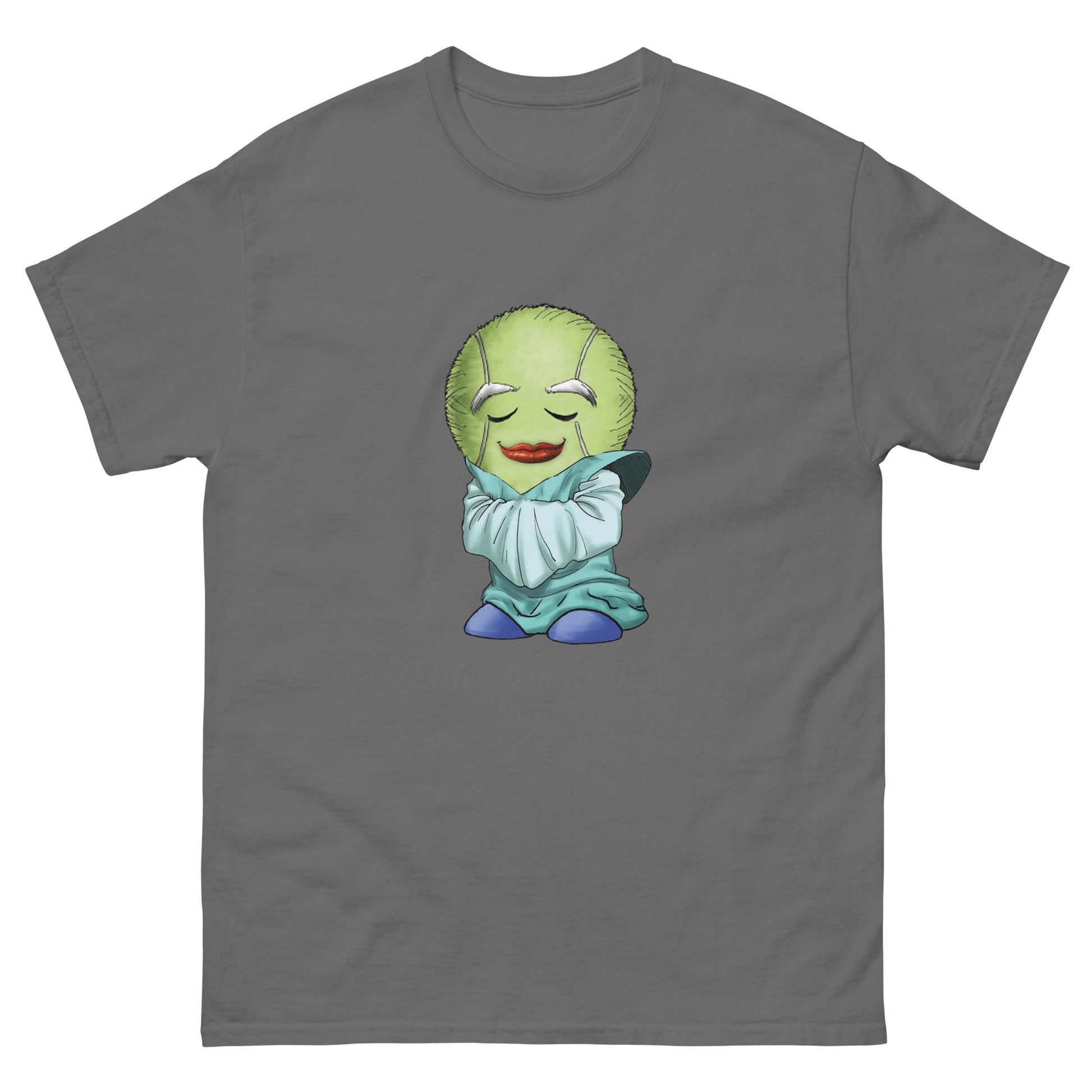 Gray t-shirt with a cartoon character design 