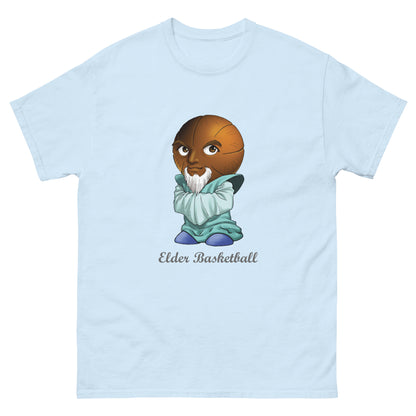 Light blue t-shirt with a Elder Basketball Print Men’s Classic Tee – Cotton Athletic Streetwear T-Shirt 
