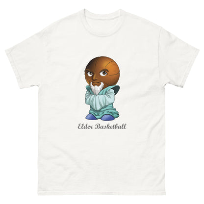 White t-shirt with a Elder Basketball Print Men’s Classic Tee – Cotton Athletic Streetwear T-Shirt 